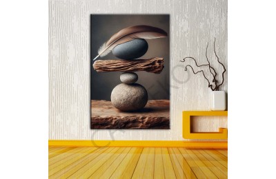 Taş Tüy ve Denge 3 Dekoratif Kanvas Tablo dkmr459