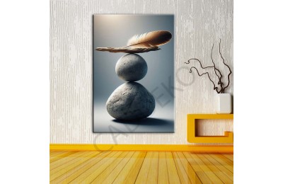 Taş Tüy ve Denge 5 Dekoratif Kanvas Tablo dkmr466