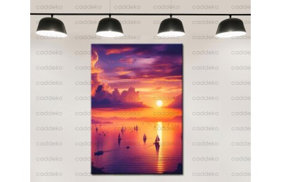 Denizde Gün Batışı Dekoratif Kanvas Tablo dkmr488