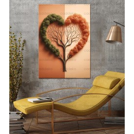 Ağaç ve Kalp Denge Dekoratif Kanvas Tablo dkmr499