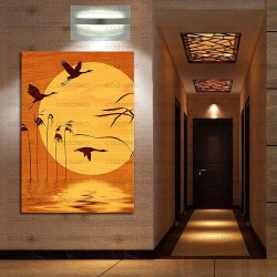 Kuşlar Gün Batımı Feng Shui Kanvas Tablo fngs6