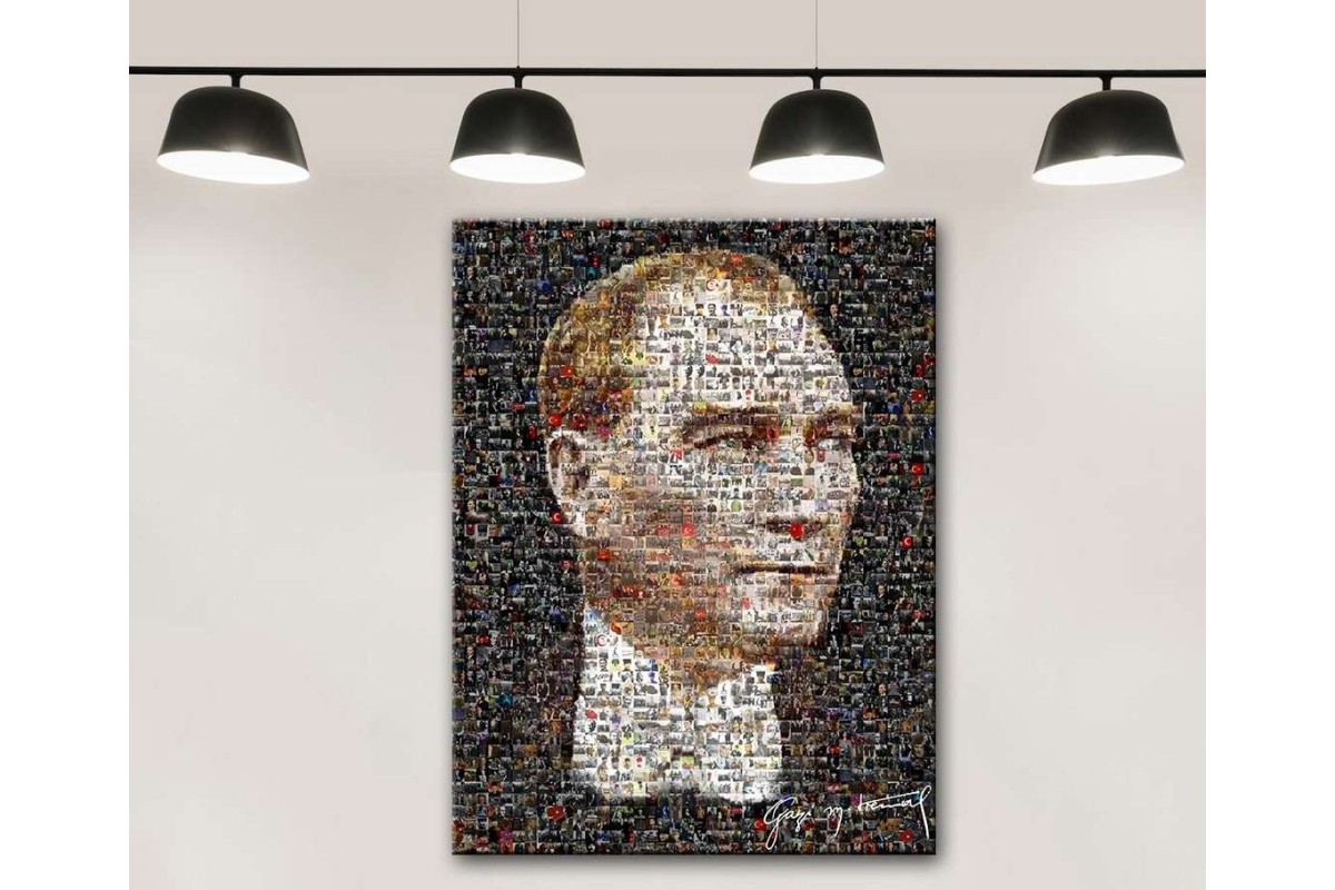 Mustafa Kemal Atatürk Mozaik Resimlerden Oluşmuş Tablo dkmr265