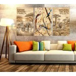 Retro Çizgi Çizim Afrika Safari Doğa Dekoratif Yapışkanlı Kanvas Bezi DDK-04 Retro Çizgi Çizim Afrika Safari Doğa Dekoratif Yapışkanlı Kanvas Bezi DDK-04