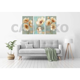 Botanical Pastel Sarı Çiçek Dekoratif  Yapışkanlı Kanvas Bezi DDK-120