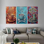 Pop Art Renkli Kahve Fincanı Dekoratif Yapışkanlı Kanvas Bezi DDK-132 Pop Art Renkli Kahve Fincanı Dekoratif Yapışkanlı Kanvas Bezi DDK-132