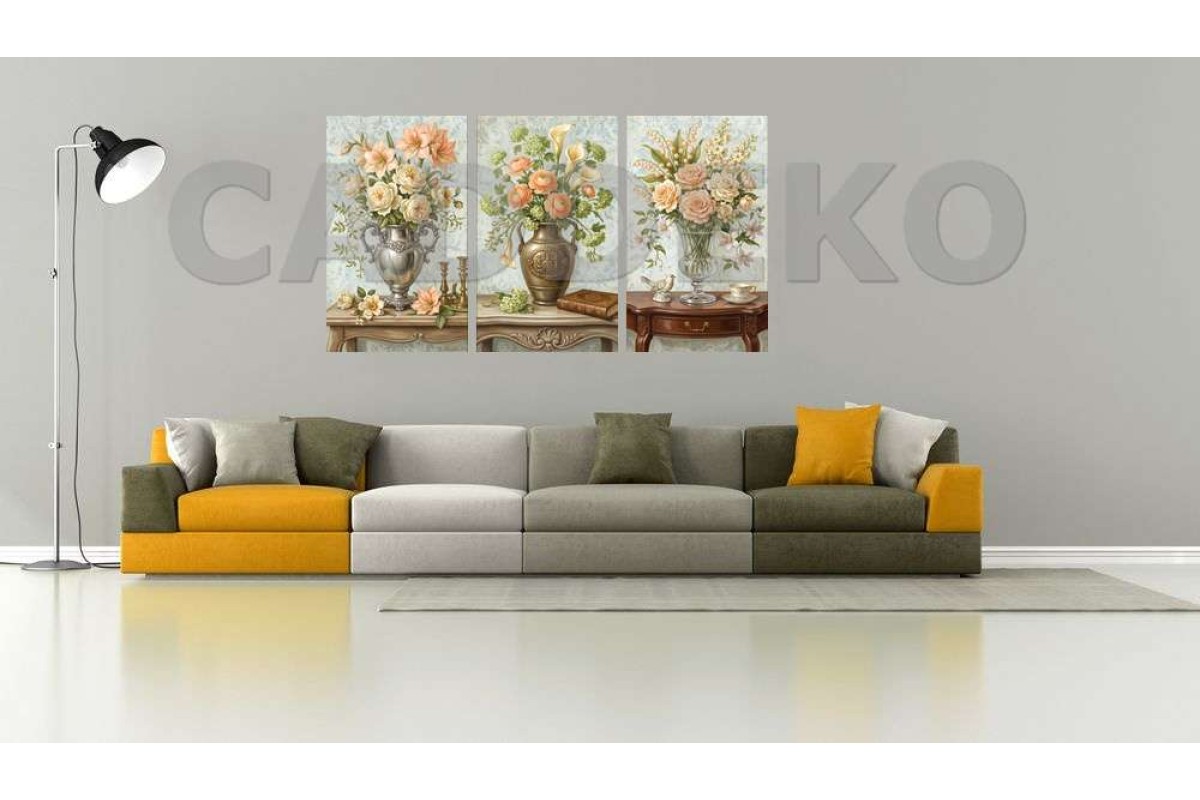 Vintage Eskiz Tarzı Çiçekli Vazo Dekoratif Yapışkanlı Kanvas Bezi DDK-31 Vintage Eskiz Tarzı Çiçekli Vazo Dekoratif Yapışkanlı Kanvas Bezi DDK-31