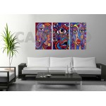 Pop Art Canlı Renkli Yüzler Göz Dekoratif  Yapışkanlı Kanvas Bezi DDK-70