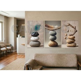 Minimalist Zen Taş Denge Tüy Dekoratif  Yapışkanlı Kanvas Bezi DDK-82