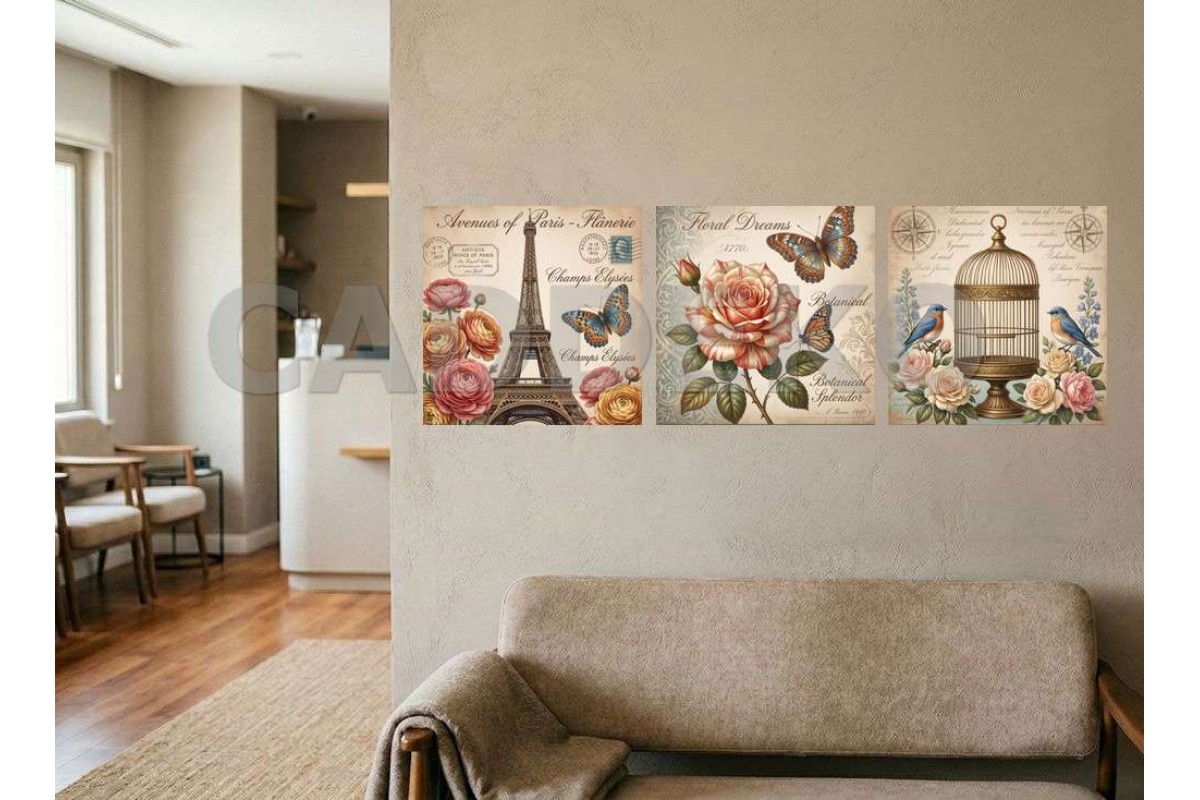 Eyfel Çiçekler ve Kuş Pastel Tonlar Dekoratif Yapışkanlı Kanvas Bezi KKK-10 Eyfel Çiçekler ve Kuş Pastel Tonlar Dekoratif Yapışkanlı Kanvas Bezi KKK-10